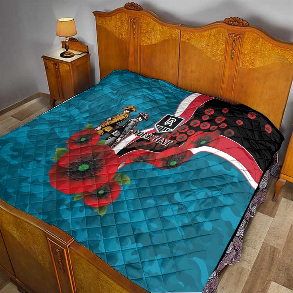Port Power ANZAC Personalised Quilt Lest We Forget Poppy Camo