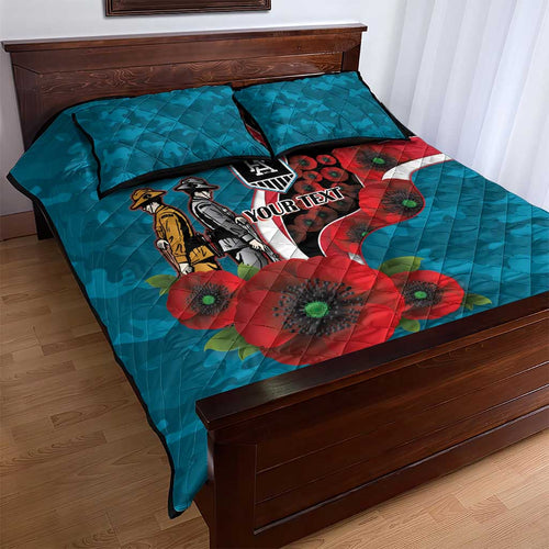 Port Power ANZAC Personalised Quilt Bed Set Lest We Forget Poppy Camo