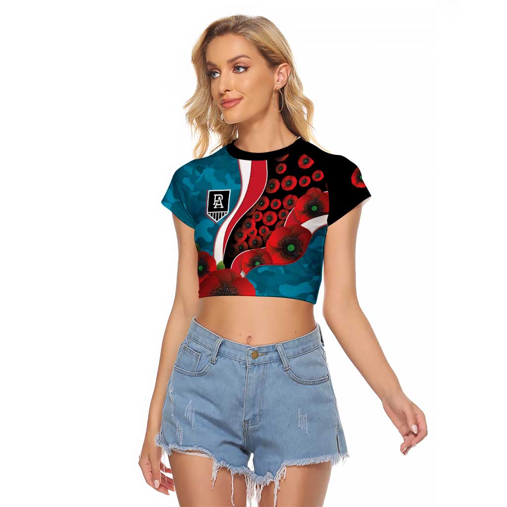 Port Power ANZAC Personalised Raglan Cropped T Shirt Lest We Forget Poppy Camo