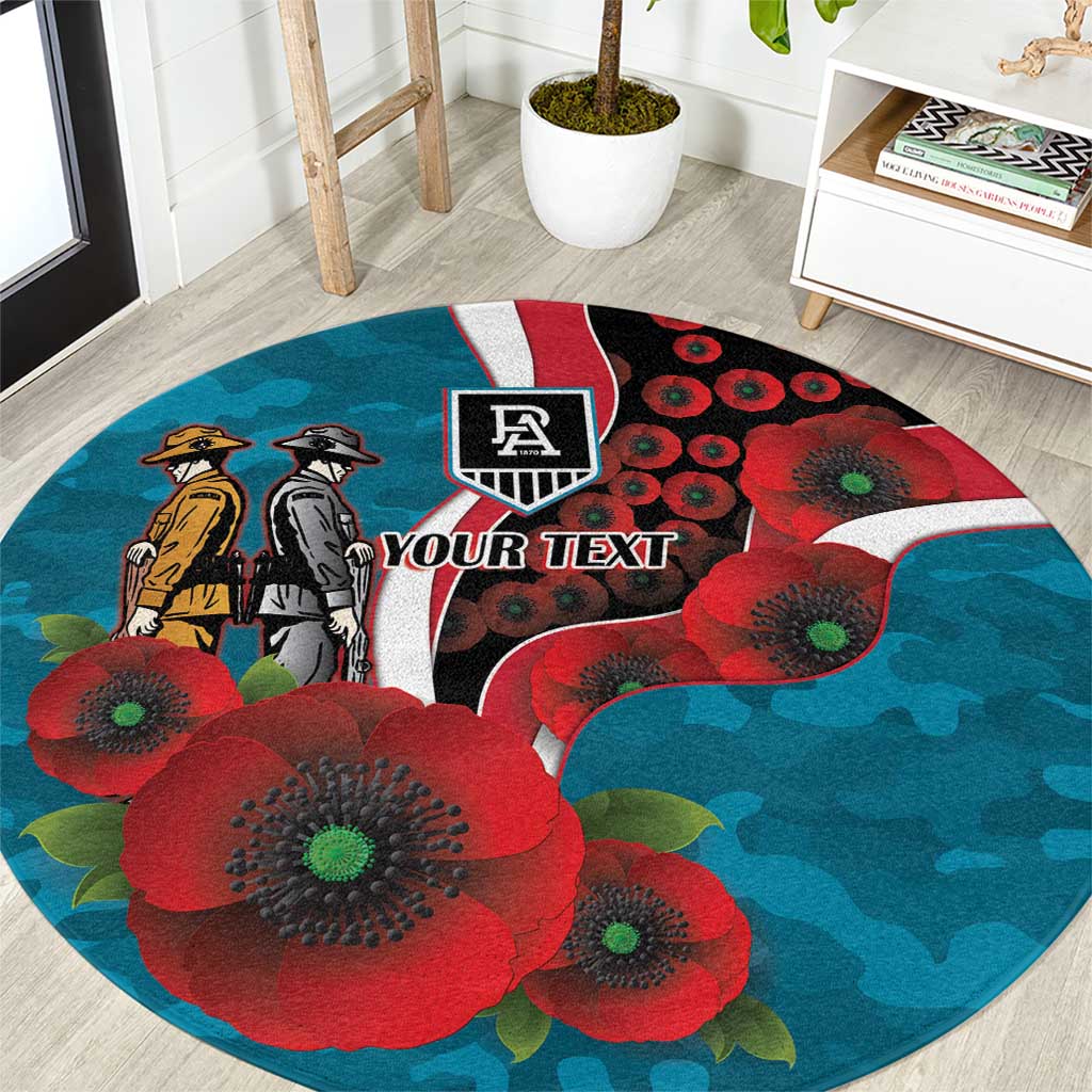 Port Power ANZAC Personalised Round Carpet Lest We Forget Poppy Camo