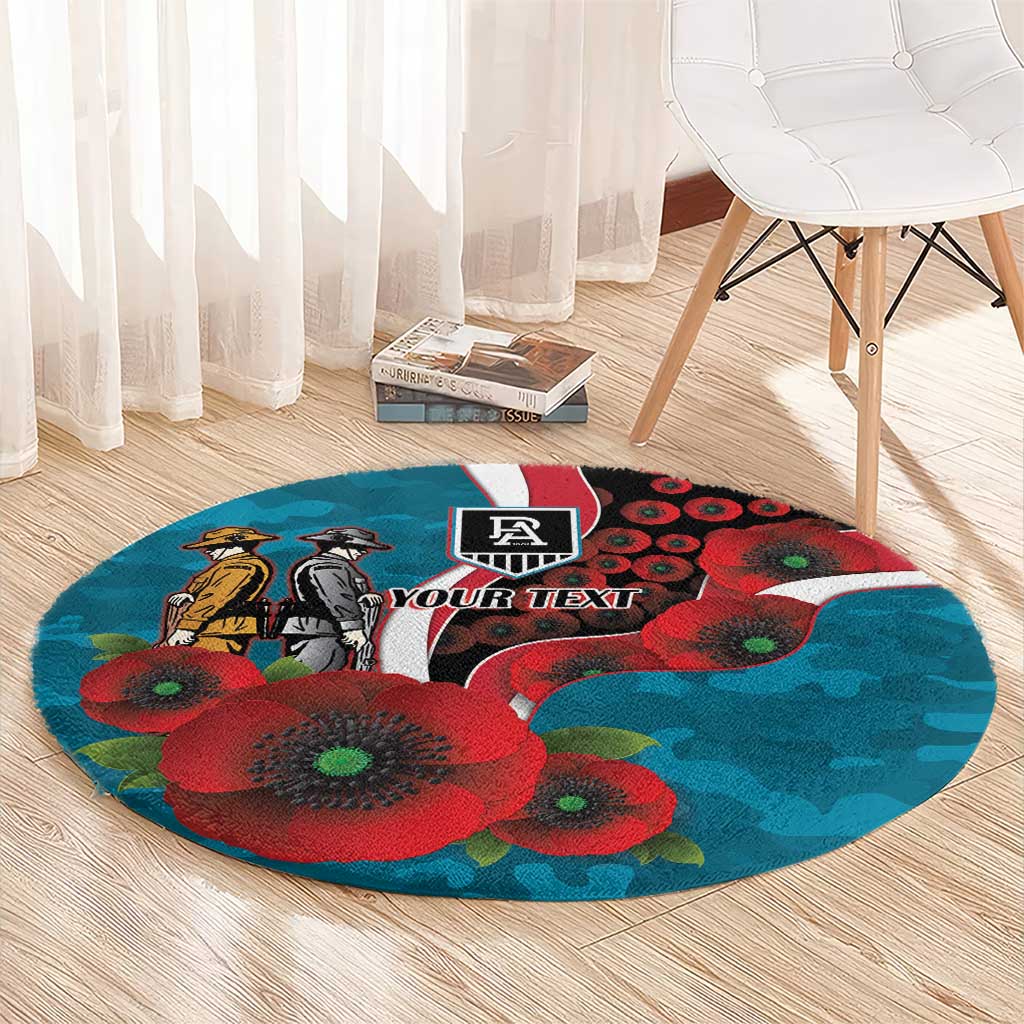 Port Power ANZAC Personalised Round Carpet Lest We Forget Poppy Camo