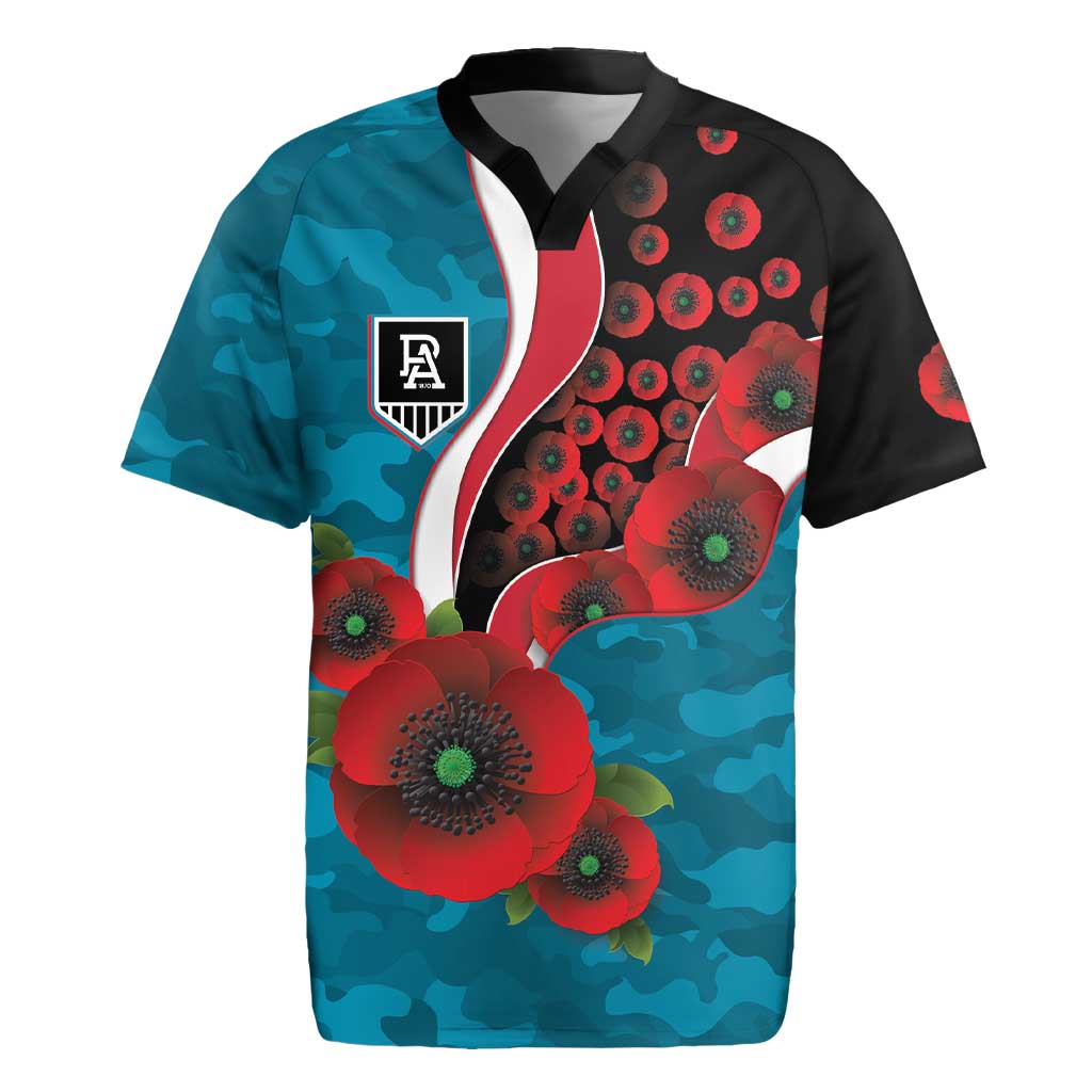 Port Power ANZAC Personalised Rugby Jersey Lest We Forget Poppy Camo