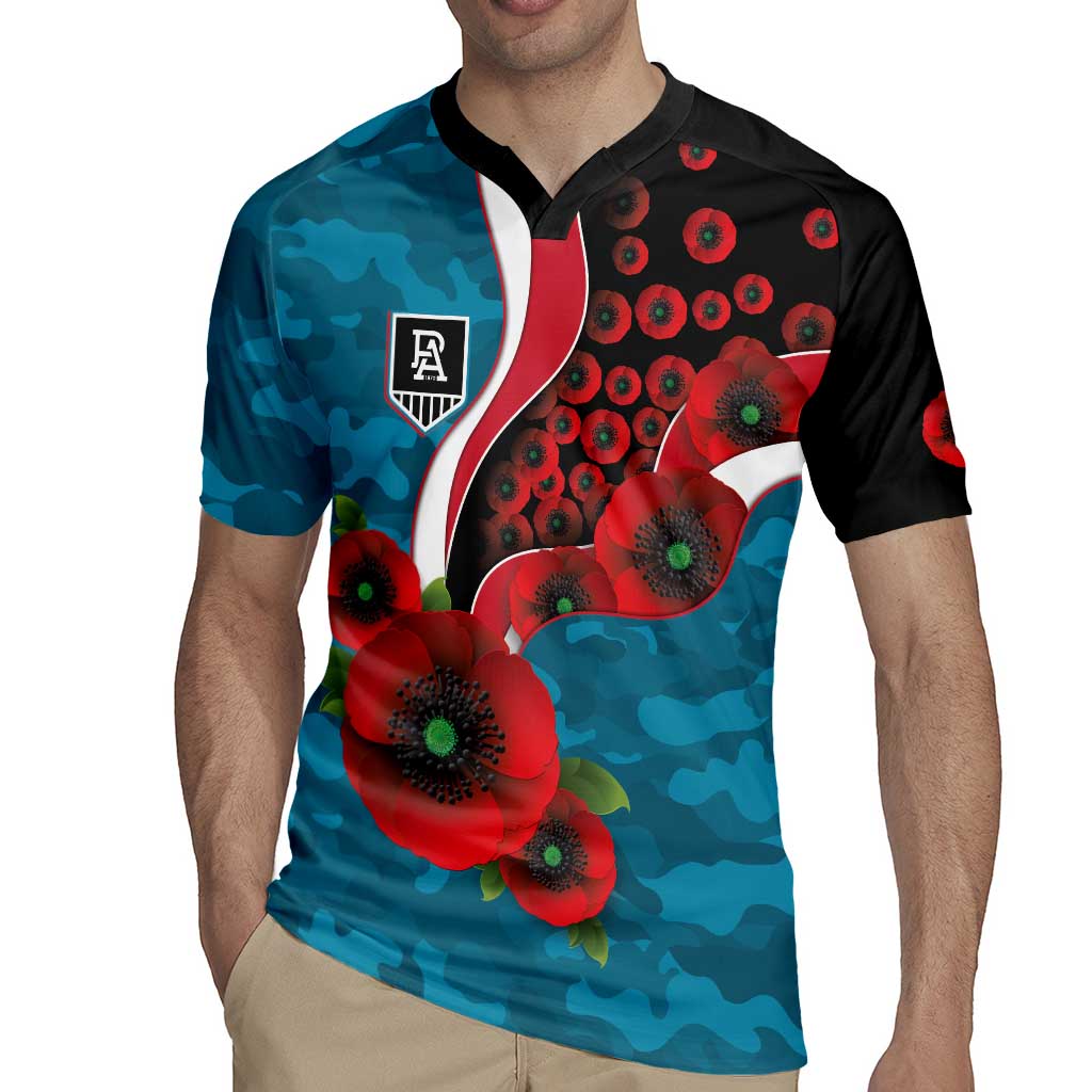Port Power ANZAC Personalised Rugby Jersey Lest We Forget Poppy Camo