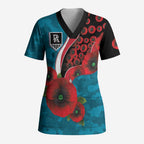 Port Power ANZAC Personalised Scrub Top Lest We Forget Poppy Camo