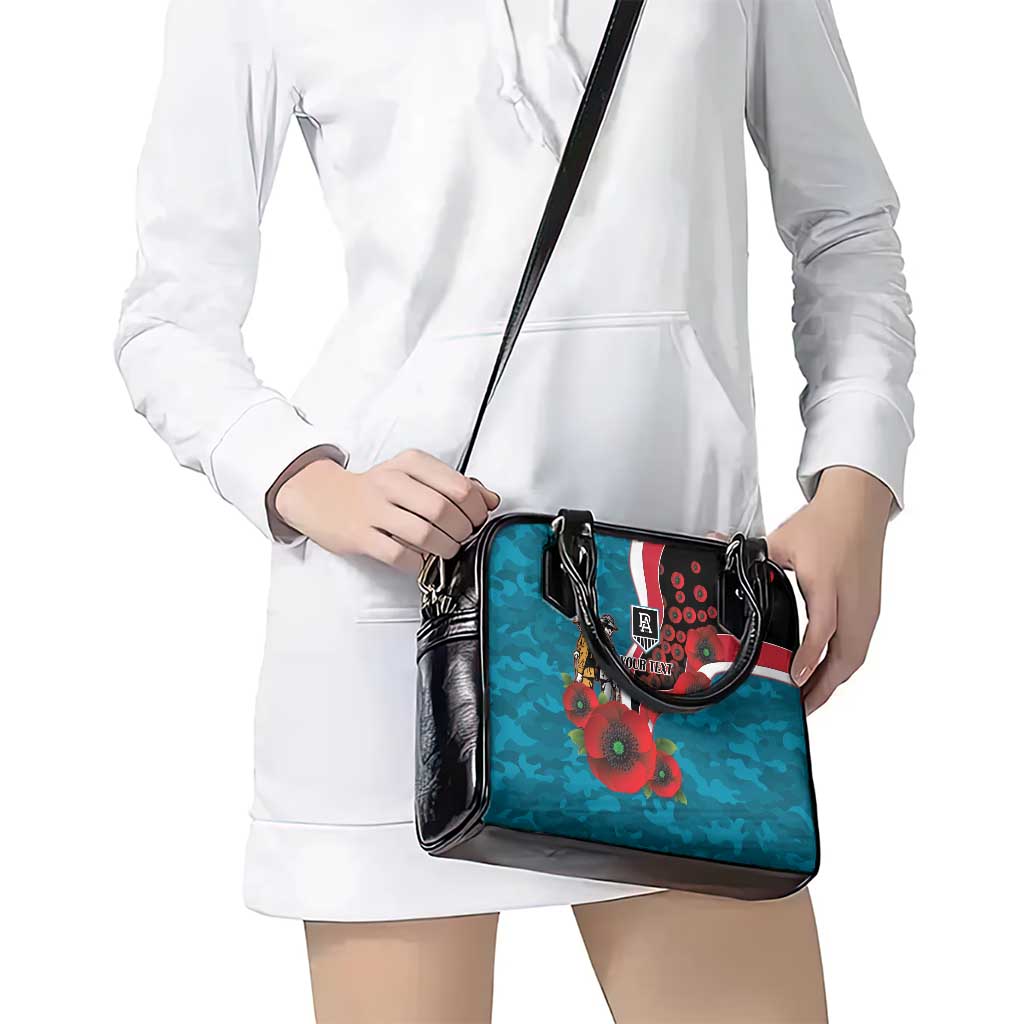 Port Power ANZAC Personalised Shoulder Handbag Lest We Forget Poppy Camo