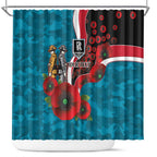 Port Power ANZAC Personalised Shower Curtain Lest We Forget Poppy Camo
