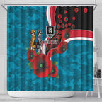 Port Power ANZAC Personalised Shower Curtain Lest We Forget Poppy Camo