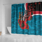 Port Power ANZAC Personalised Shower Curtain Lest We Forget Poppy Camo