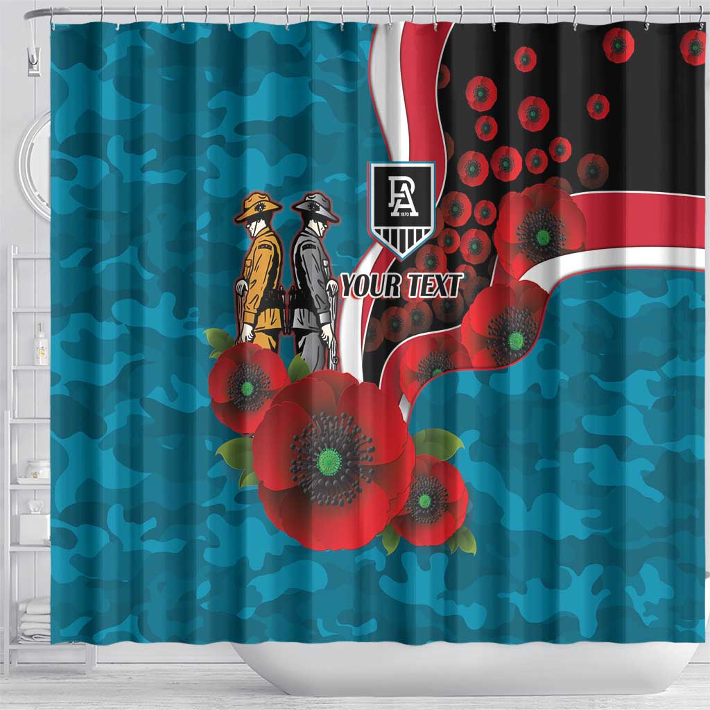 Port Power ANZAC Personalised Shower Curtain Lest We Forget Poppy Camo