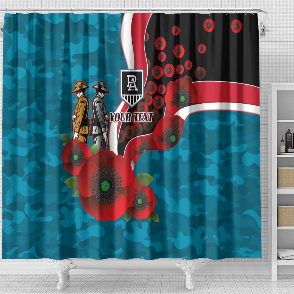 Port Power ANZAC Personalised Shower Curtain Lest We Forget Poppy Camo