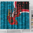 Port Power ANZAC Personalised Shower Curtain Lest We Forget Poppy Camo