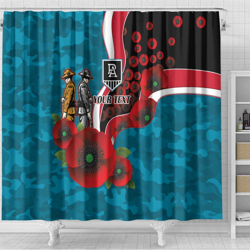 Port Power ANZAC Personalised Shower Curtain Lest We Forget Poppy Camo