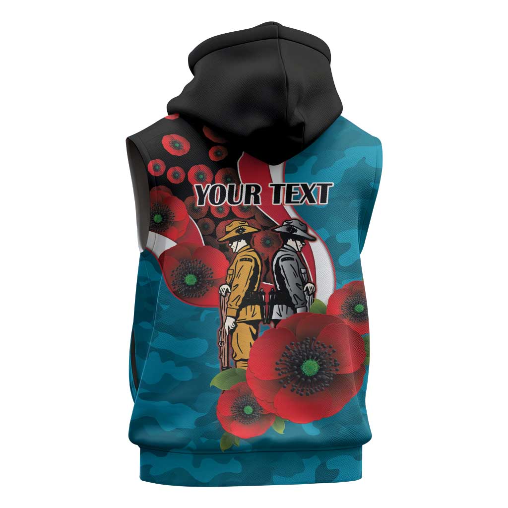 Port Power ANZAC Personalised Sleeveless Hoodie Lest We Forget Poppy Camo