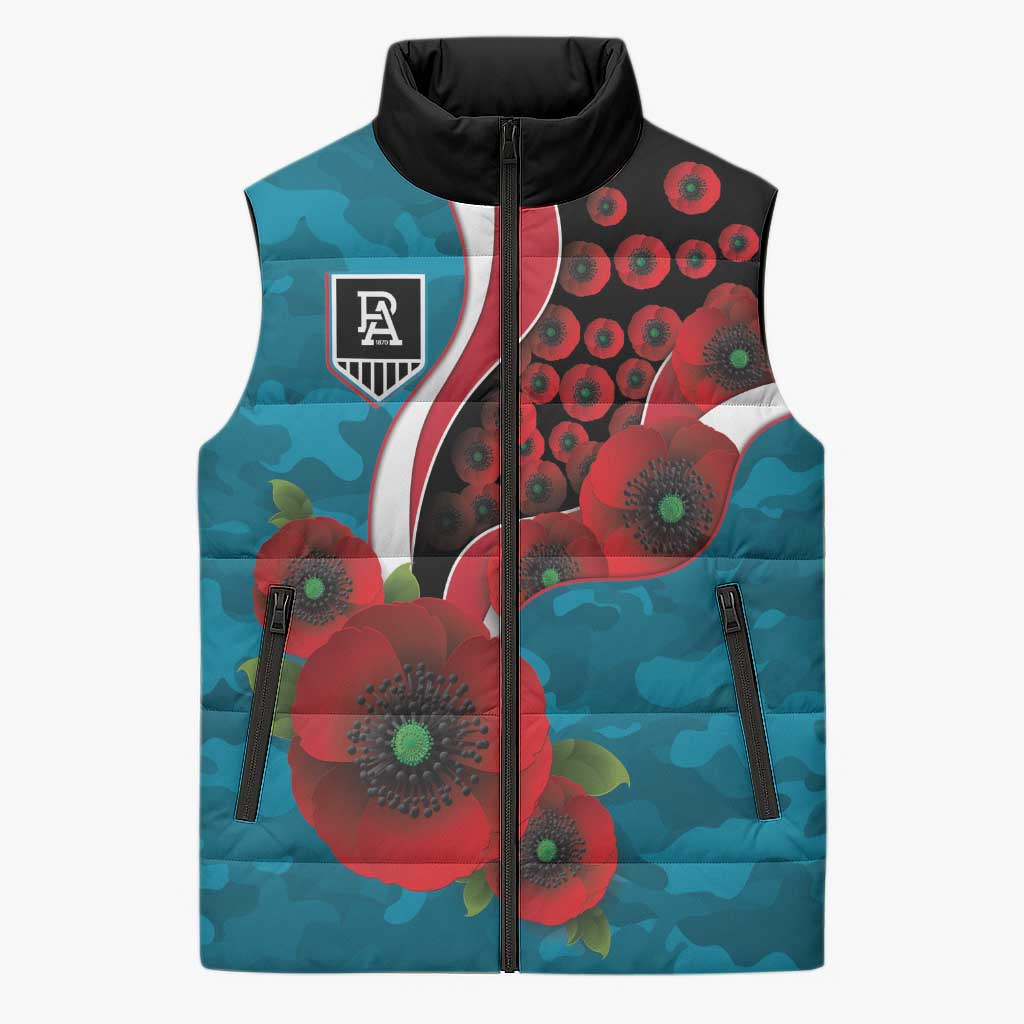 Port Power ANZAC Personalised Sleeveless Puffer Jacket Lest We Forget Poppy Camo