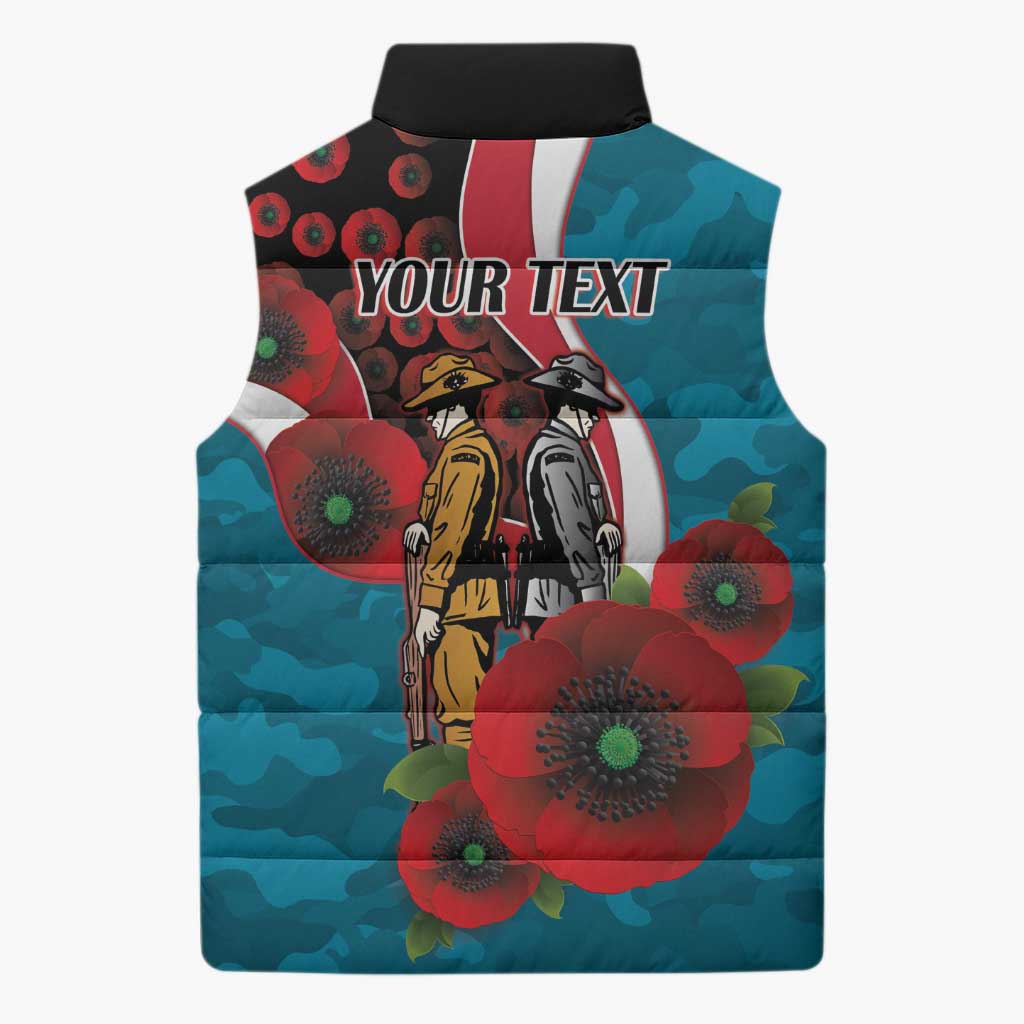 Port Power ANZAC Personalised Sleeveless Puffer Jacket Lest We Forget Poppy Camo
