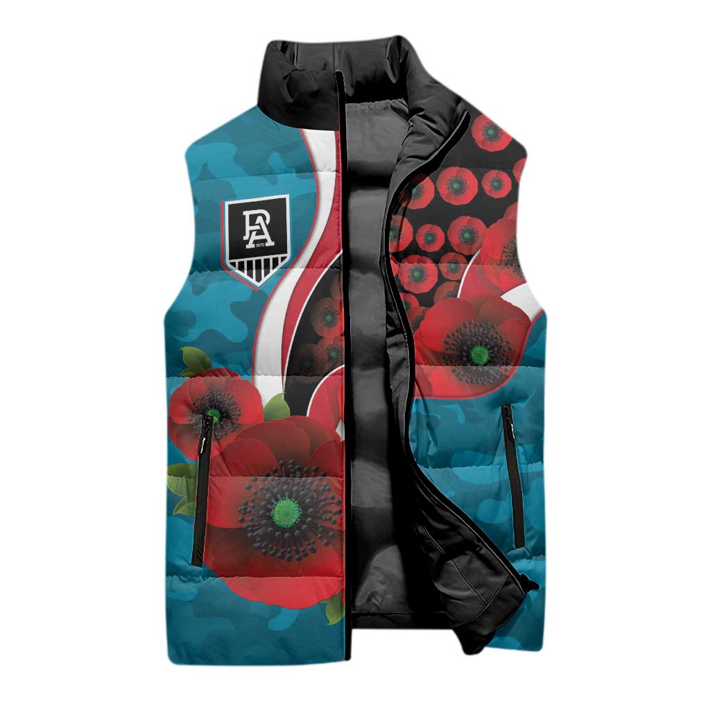 Port Power ANZAC Personalised Sleeveless Puffer Jacket Lest We Forget Poppy Camo