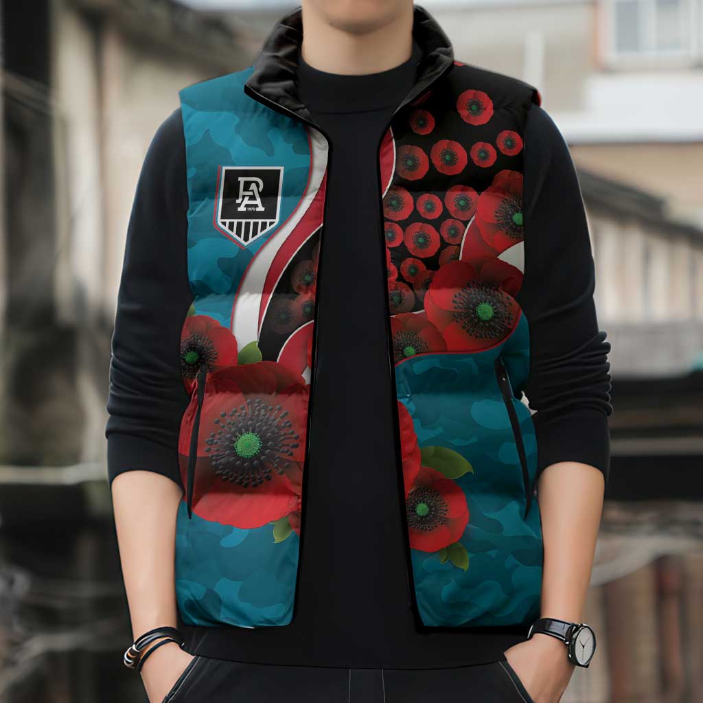 Port Power ANZAC Personalised Sleeveless Puffer Jacket Lest We Forget Poppy Camo