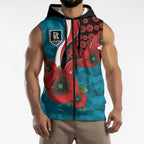 Port Power ANZAC Personalised Sleeveless Zip Hoodie Lest We Forget Poppy Camo