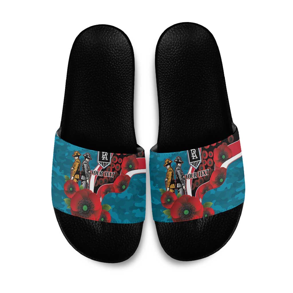 Port Power ANZAC Personalised Slide Sandals Lest We Forget Poppy Camo