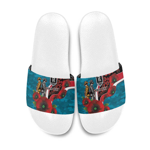 Port Power ANZAC Personalised Slide Sandals Lest We Forget Poppy Camo