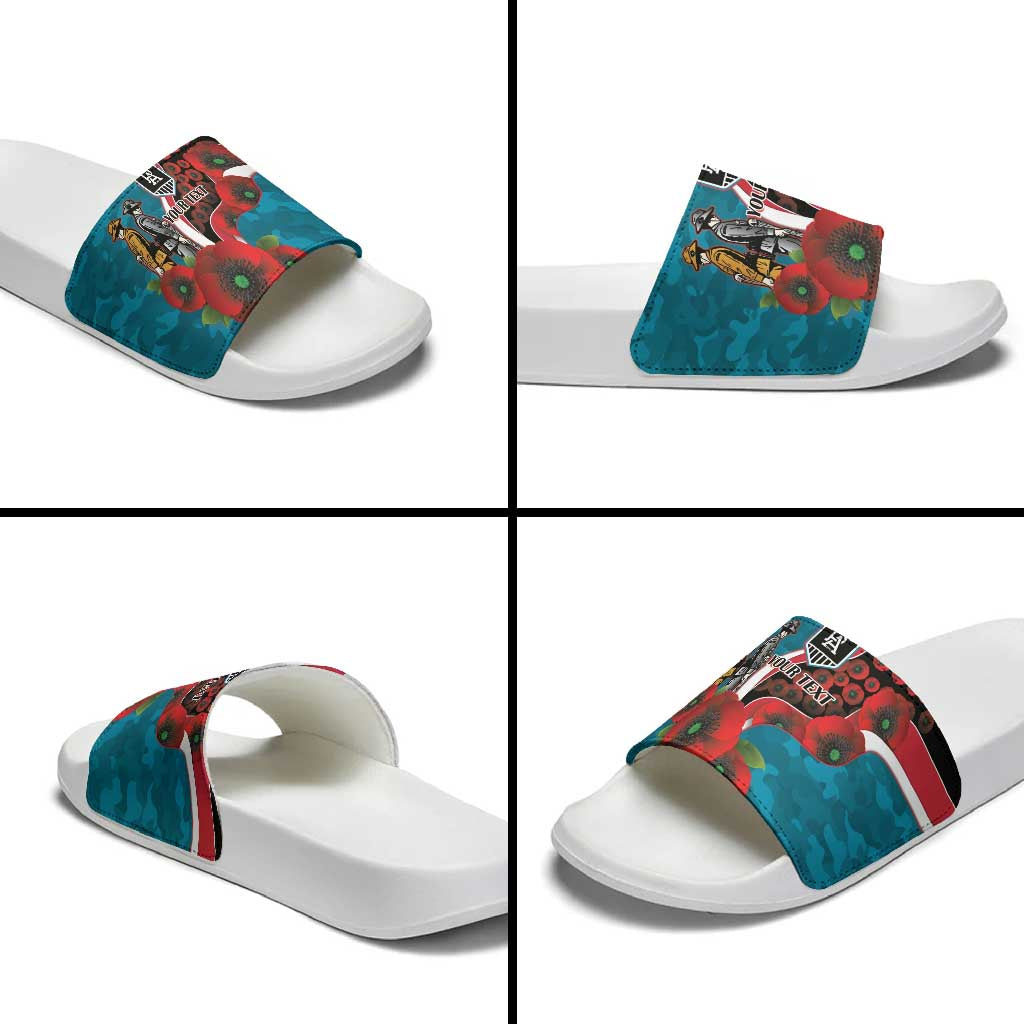 Port Power ANZAC Personalised Slide Sandals Lest We Forget Poppy Camo
