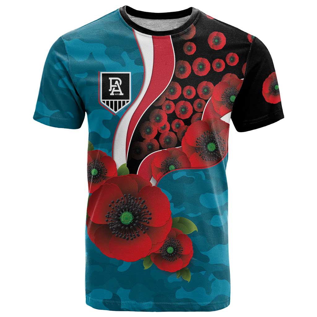 Port Power ANZAC Personalised T Shirt Lest We Forget Poppy Camo