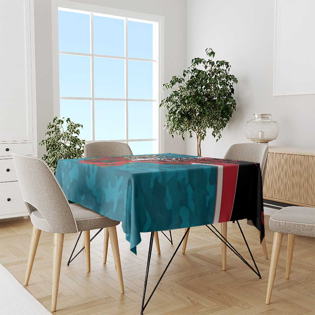 Port Power ANZAC Personalised Tablecloth Lest We Forget Poppy Camo