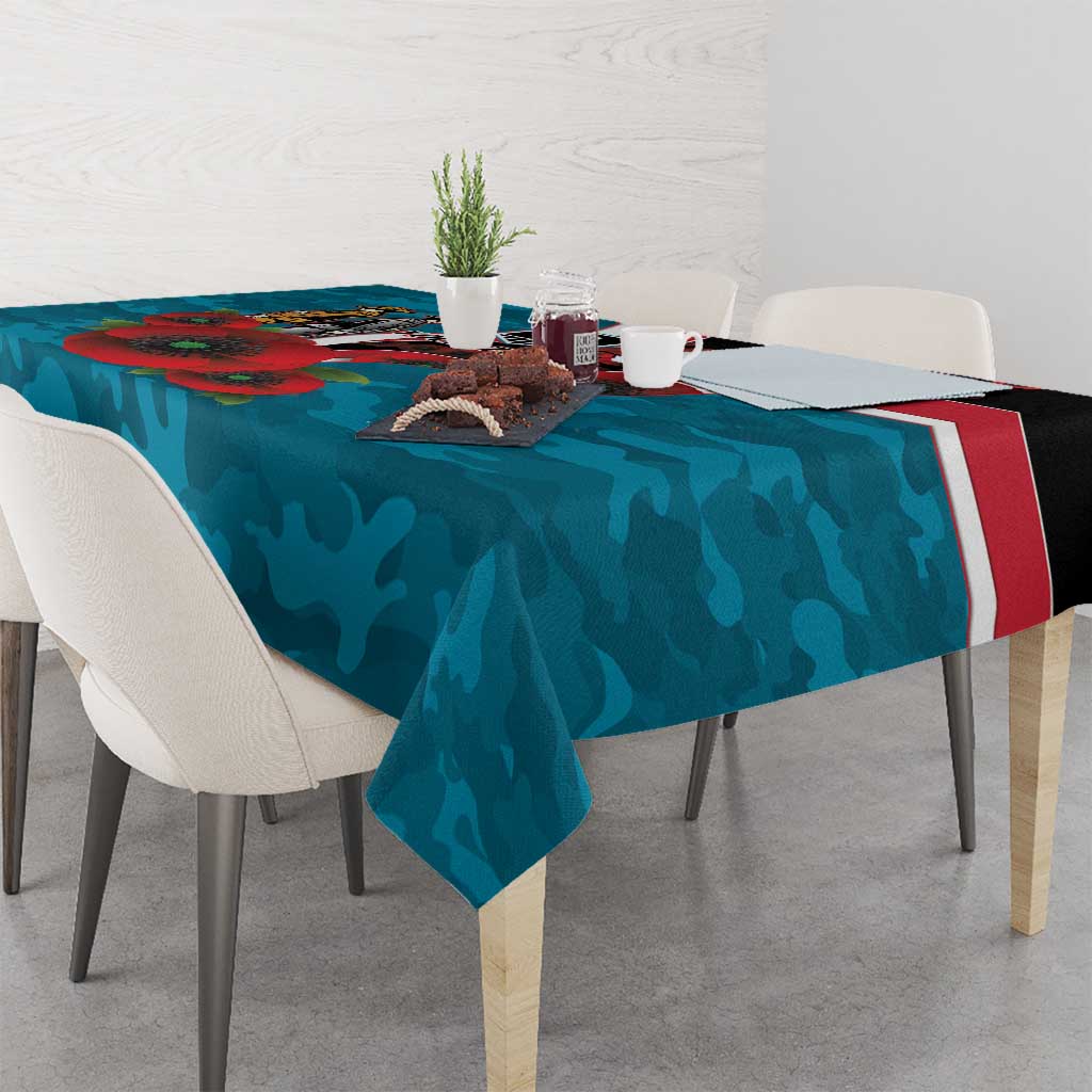 Port Power ANZAC Personalised Tablecloth Lest We Forget Poppy Camo