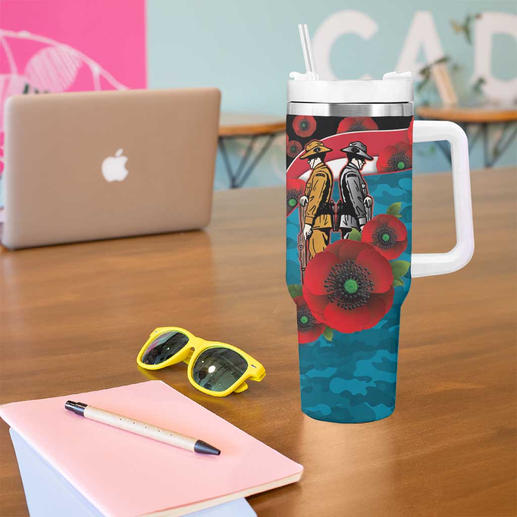 Port Power ANZAC Personalised Tumbler With Handle Lest We Forget Poppy Camo