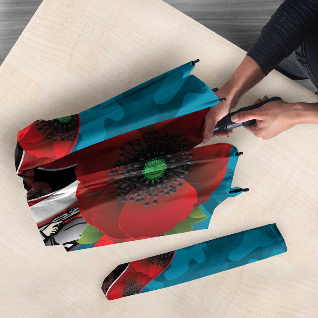 Port Power ANZAC Personalised Umbrella Lest We Forget Poppy Camo