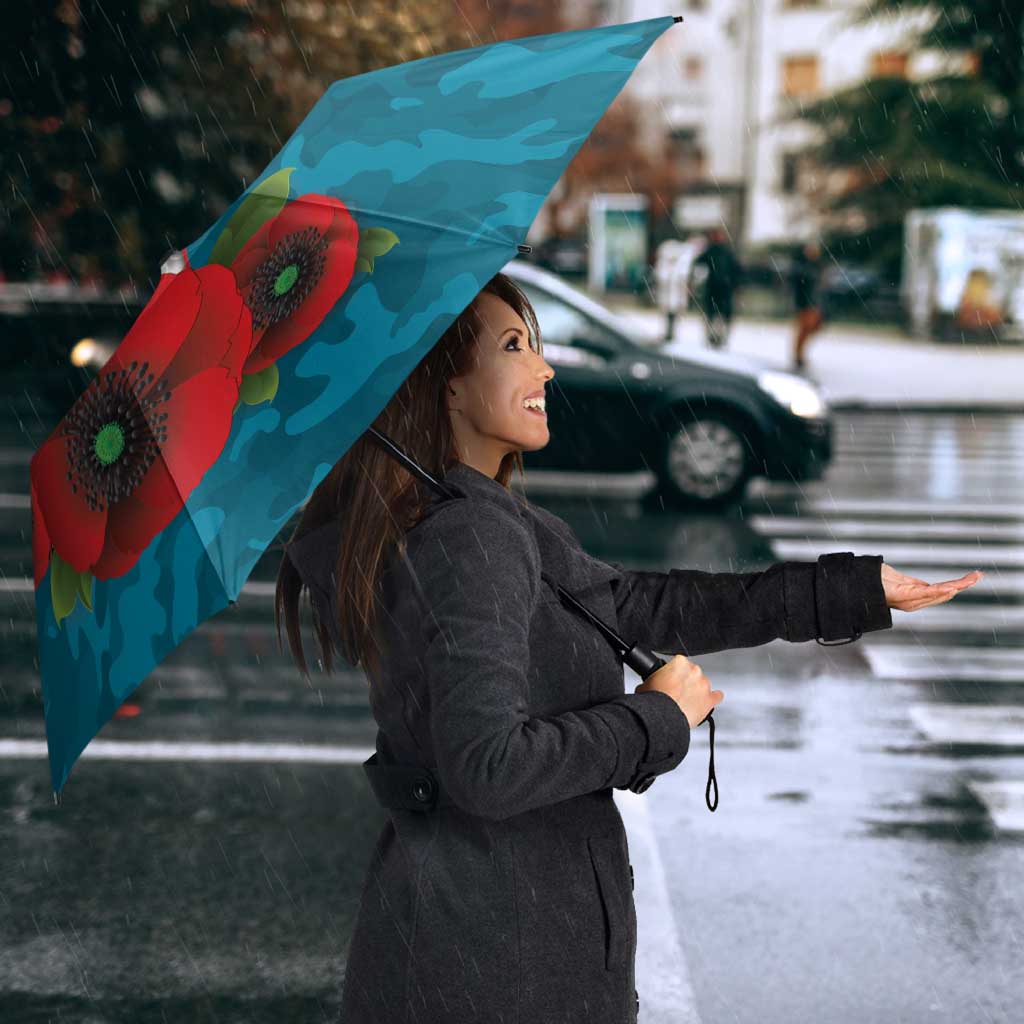 Port Power ANZAC Personalised Umbrella Lest We Forget Poppy Camo