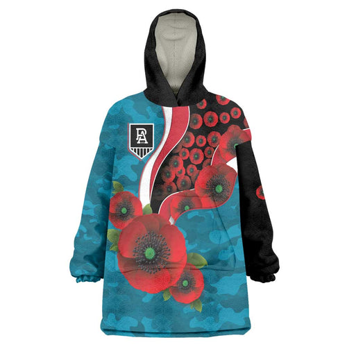 Port Power ANZAC Personalised Wearable Blanket Hoodie Lest We Forget Poppy Camo