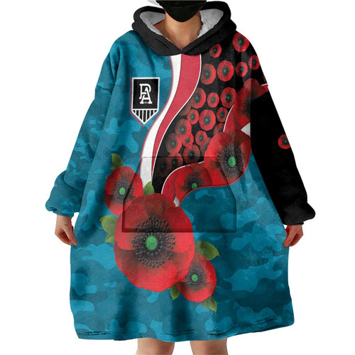 Port Power ANZAC Personalised Wearable Blanket Hoodie Lest We Forget Poppy Camo