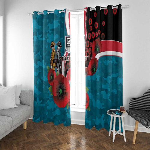 Port Power ANZAC Personalised Window Curtain Lest We Forget Poppy Camo