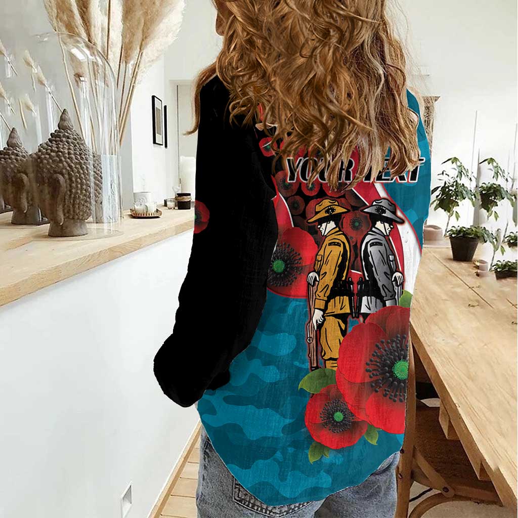 Port Power ANZAC Personalised Women Casual Shirt Lest We Forget Poppy Camo