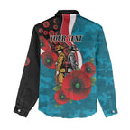 Port Power ANZAC Personalised Women Casual Shirt Lest We Forget Poppy Camo