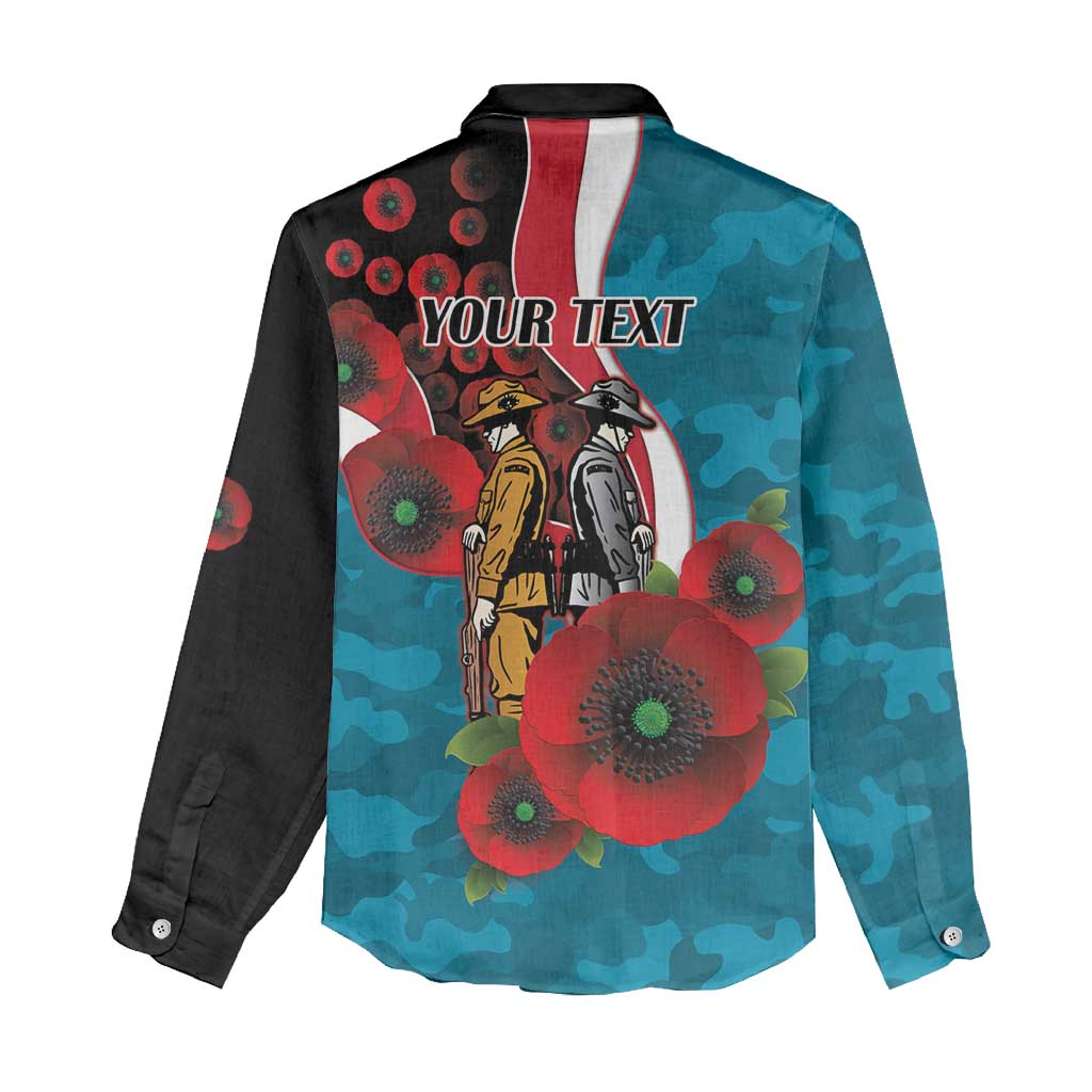 Port Power ANZAC Personalised Women Casual Shirt Lest We Forget Poppy Camo