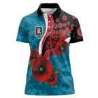 Port Power ANZAC Personalised Women Polo Shirt Lest We Forget Poppy Camo