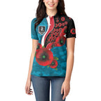Port Power ANZAC Personalised Women Polo Shirt Lest We Forget Poppy Camo