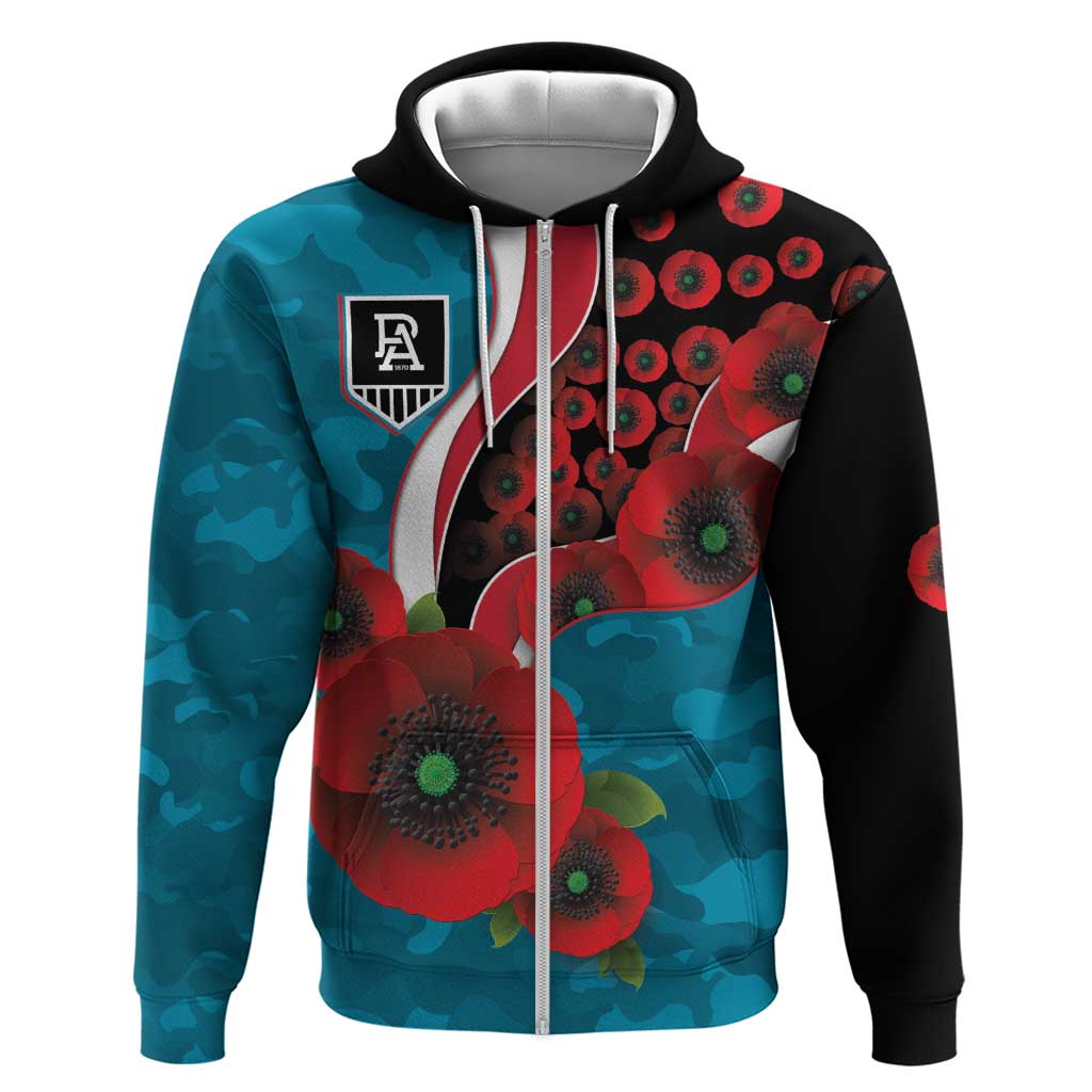 Port Power ANZAC Personalised Zip Hoodie Lest We Forget Poppy Camo