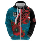 Port Power ANZAC Personalised Zip Hoodie Lest We Forget Poppy Camo