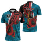 Port Power ANZAC Personalised Zipper Polo Shirt Lest We Forget Poppy Camo