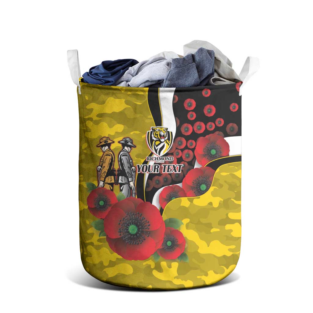 Richmond Tigers ANZAC Personalised Laundry Basket Lest We Forget Poppy Camo
