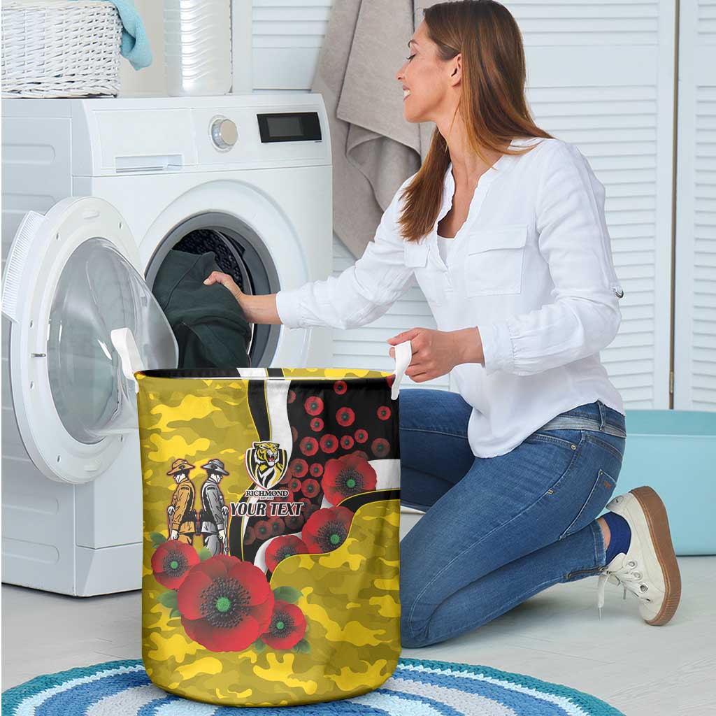 Richmond Tigers ANZAC Personalised Laundry Basket Lest We Forget Poppy Camo
