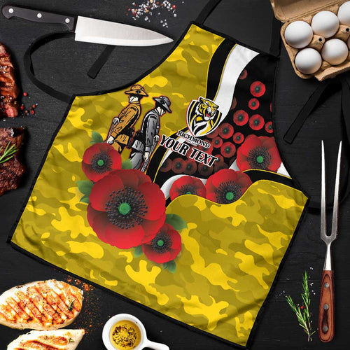 Richmond Tigers ANZAC Personalised Apron Lest We Forget Poppy Camo