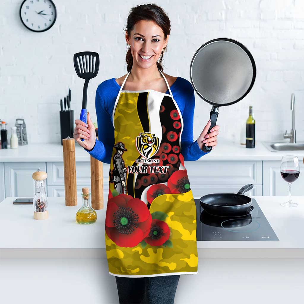 Richmond Tigers ANZAC Personalised Apron Lest We Forget Poppy Camo