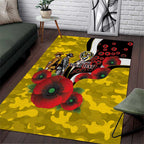 Richmond Tigers ANZAC Personalised Area Rug Lest We Forget Poppy Camo