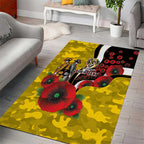 Richmond Tigers ANZAC Personalised Area Rug Lest We Forget Poppy Camo
