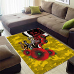 Richmond Tigers ANZAC Personalised Area Rug Lest We Forget Poppy Camo