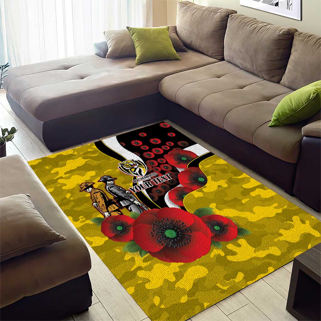 Richmond Tigers ANZAC Personalised Area Rug Lest We Forget Poppy Camo